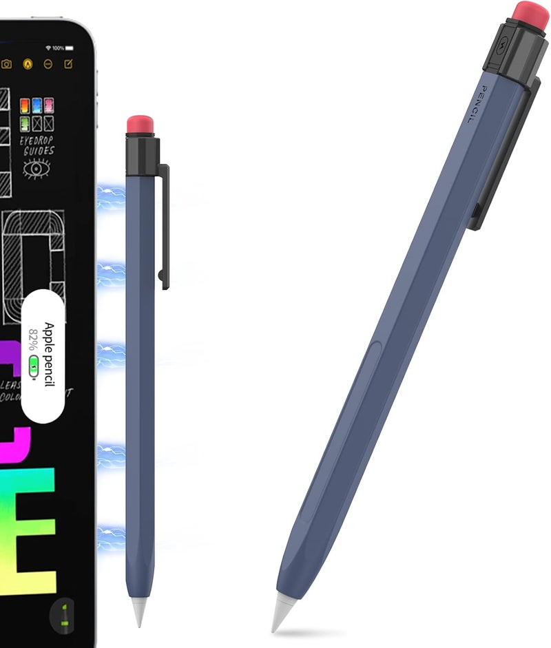 TRONWIN Apple Pencil 2nd Generation Case - Silicone Cover with Sturdy Clip - Compatible with Apple Pencil 2 for iPad Pro (Midnight Blue) - Image 1